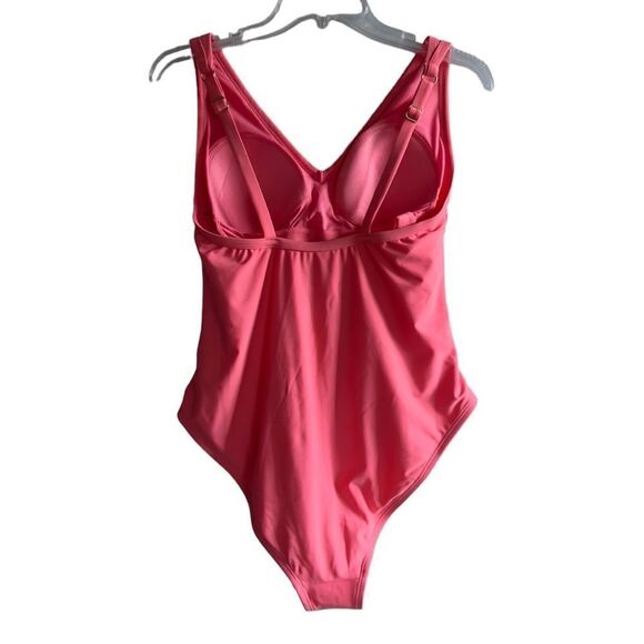 NWT Kona Sol Women's 14W V-Neck Over The Shoulder High Leg One Piece Swimsuit - Picture 2 of 7